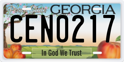 GA license plate CEN0217