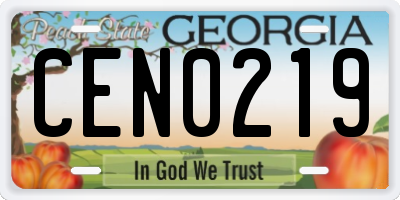 GA license plate CEN0219
