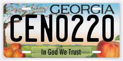 GA license plate CEN0220