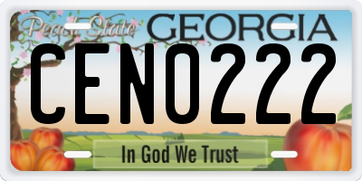 GA license plate CEN0222