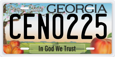GA license plate CEN0225