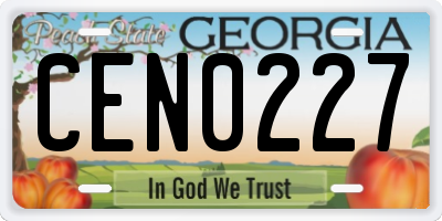 GA license plate CEN0227