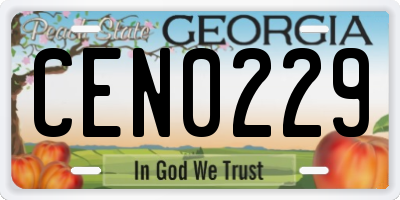 GA license plate CEN0229