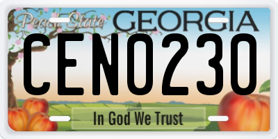 GA license plate CEN0230