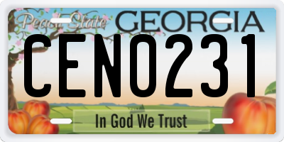 GA license plate CEN0231