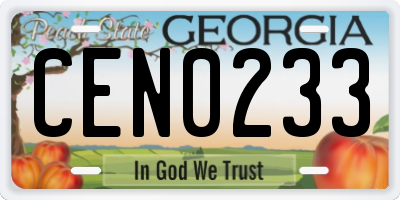 GA license plate CEN0233