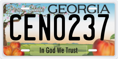 GA license plate CEN0237