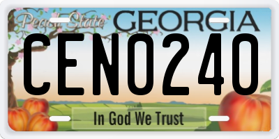 GA license plate CEN0240