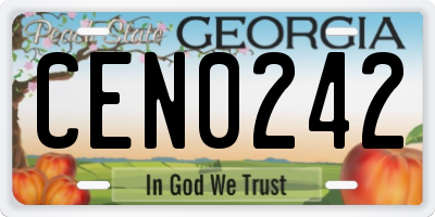 GA license plate CEN0242