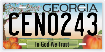 GA license plate CEN0243