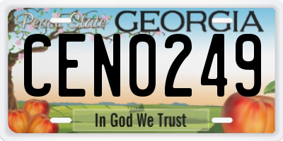 GA license plate CEN0249