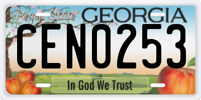GA license plate CEN0253