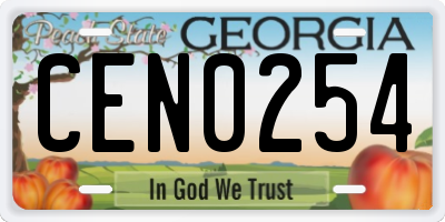 GA license plate CEN0254