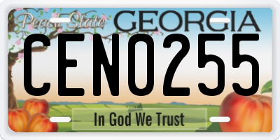 GA license plate CEN0255