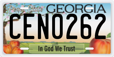 GA license plate CEN0262