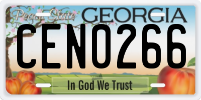 GA license plate CEN0266