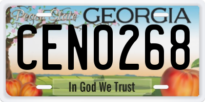 GA license plate CEN0268