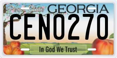 GA license plate CEN0270