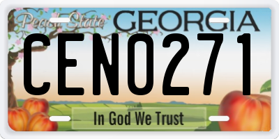 GA license plate CEN0271