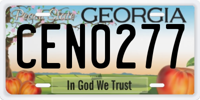 GA license plate CEN0277