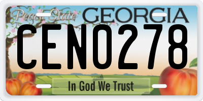 GA license plate CEN0278