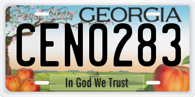 GA license plate CEN0283