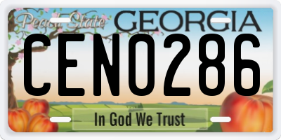 GA license plate CEN0286