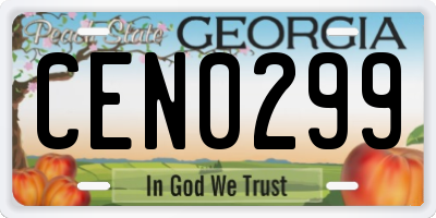 GA license plate CEN0299