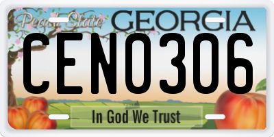 GA license plate CEN0306