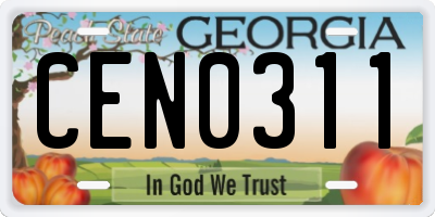 GA license plate CEN0311