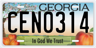GA license plate CEN0314