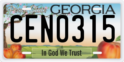 GA license plate CEN0315