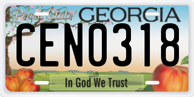 GA license plate CEN0318