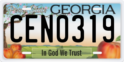GA license plate CEN0319