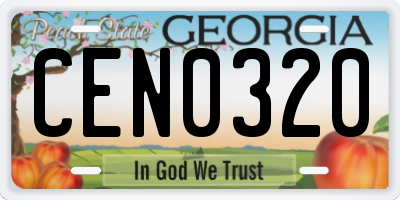 GA license plate CEN0320
