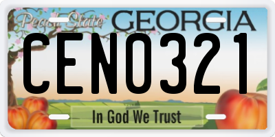 GA license plate CEN0321