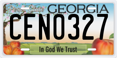 GA license plate CEN0327