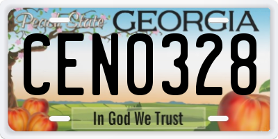 GA license plate CEN0328