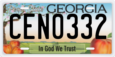 GA license plate CEN0332
