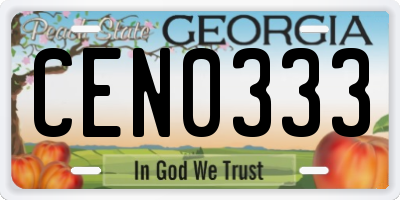 GA license plate CEN0333