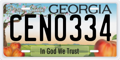 GA license plate CEN0334