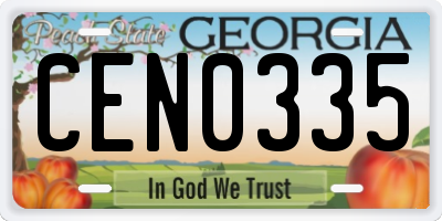 GA license plate CEN0335