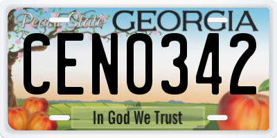 GA license plate CEN0342