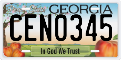GA license plate CEN0345