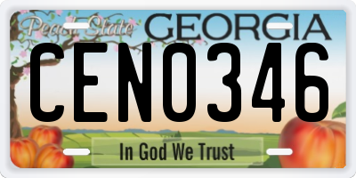 GA license plate CEN0346
