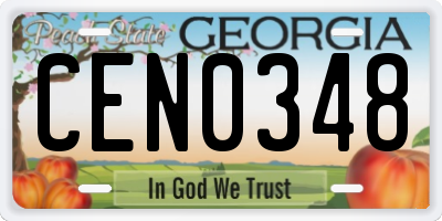 GA license plate CEN0348