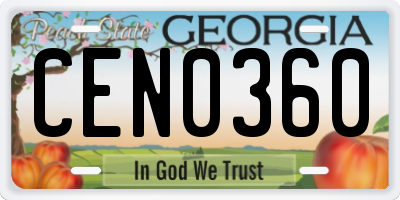GA license plate CEN0360