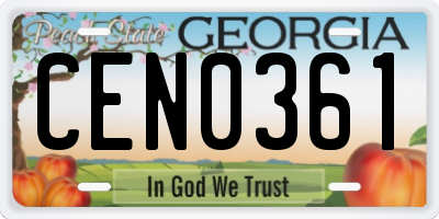 GA license plate CEN0361