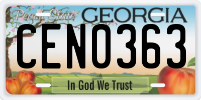 GA license plate CEN0363