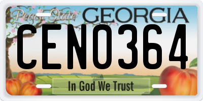 GA license plate CEN0364